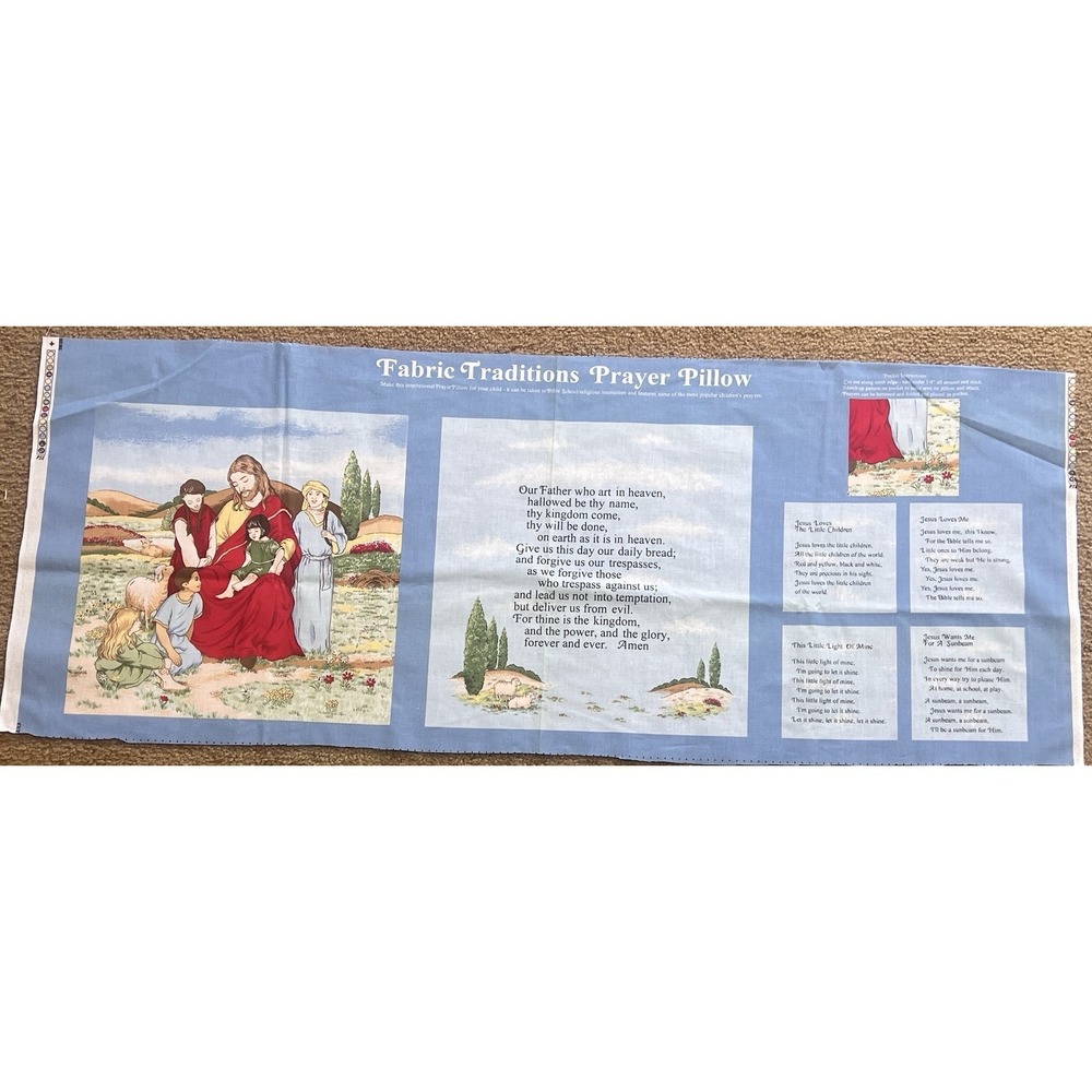Prayer Pillow Cotton Fabric Traditions Panel 16 x 15 In Pillow Scripture Verses